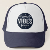 Summer Vibes for ever White & Navy Blue Text Trucker Pet (Voorkant)