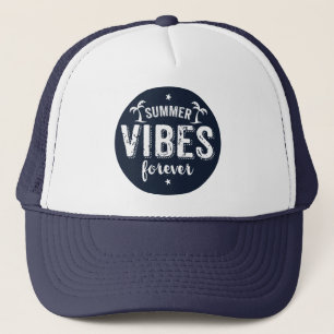 Summer Vibes for ever White & Navy Blue Text Trucker Pet