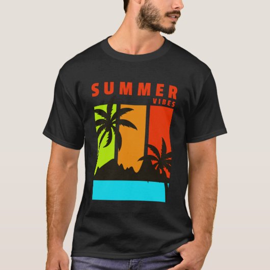 Summer Vibes Fresh Beach Palm Trees Surf Geweldige T-shirt (Voorkant)