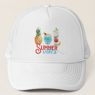 Summer Vibes Fruit Cocktail Party Blauw Sinaasappe Trucker Pet