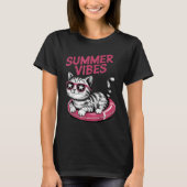 Summer Vibes Funny Cool Cat Pool Float Beach Manne T-shirt (Voorkant)