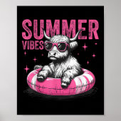 Summer Vibes Funny Highland Koe Zwembad Float Beac Poster (Voorkant)