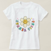 Summer Vibes, glimlachend Daisy Retro Boho T-shirt (Design voorkant)