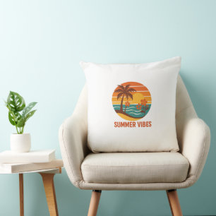 Summer Vibes - helder, tropisch en leuk ontwerp Kussen
