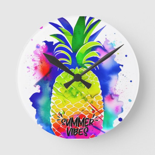 SUMMER VIBES IN WATERCOLOR RONDE KLOK (Voorkant)