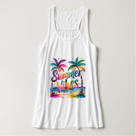 Summer Vibes Kleurrijke Palmbomen Ocean Personaliz Tanktop