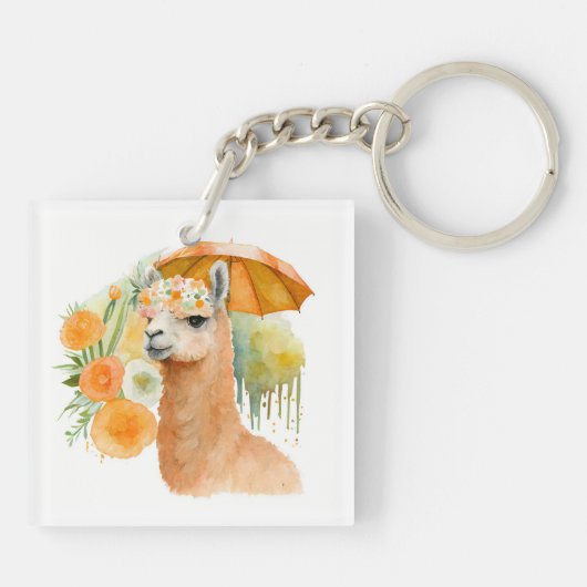 Summer Vibes Llama - Naam Sleutelhanger (Achterkant)