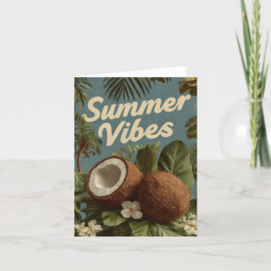 "Summer Vibes" met kokosnoten en tropisch geblader Feestdagen Kaart
