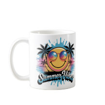 Summer Vibes Mok Neon Smiley Face, Kleurrijk ontwe