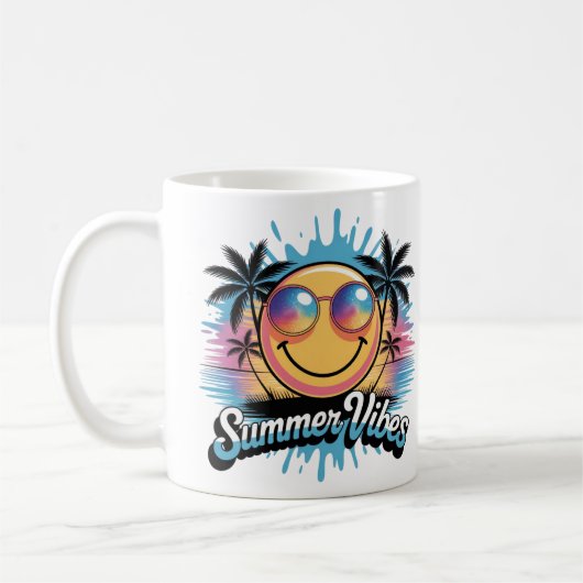 Summer Vibes Mok Neon Smiley Face, Kleurrijk ontwe (Links)