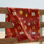 Summer Vibes | Monogram Boho Retro Summer Strandlaken