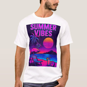 Summer Vibes Neon Beach Retro T-shirt