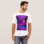 Summer Vibes Neon Beach Retro T-shirt (Voorkant volledig)