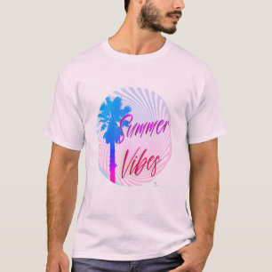 Summer Vibes Neon Palm Arty Slogan T-shirt