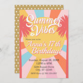 Summer Vibes Palm Birthday Invitation Kaart (Voorkant / Achterkant)