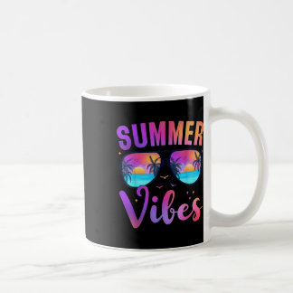 Summer Vibes Palm Sungles 70s Beach Life Retro Sum Koffiemok