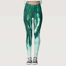Summer Vibes Palm Tree Cactus Bleek Green Leggings