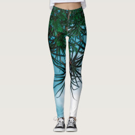 Summer Vibes Palm Tree Cactus Bleek Green Leggings
