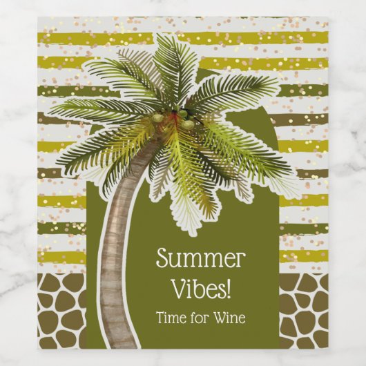 Summer Vibes Palm Tree Wijn Etiket (Enkel label)