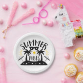 Summer Vibes Palm Trees Beach Wedding Party Papieren Bordje (Feest)