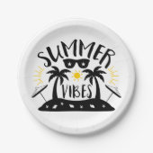 Summer Vibes Palm Trees Beach Wedding Party Papieren Bordje (Voorkant)
