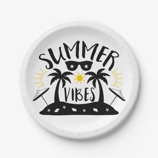 Summer Vibes Palm Trees Beach Wedding Party Papieren Bordje (Voorkant)