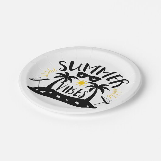 Summer Vibes Palm Trees Beach Wedding Party Papieren Bordje (Gekanteld)