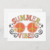 Summer Vibes Peace - zonnebril Briefkaart (Voorkant / Achterkant)