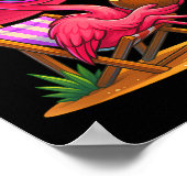 Summer Vibes Pink Flamingo Beach Palm Tree Summer  Poster (Hoek)