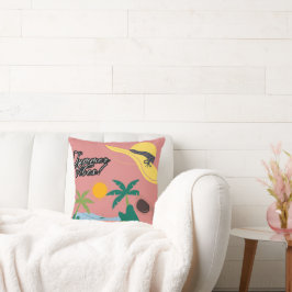 Summer Vibes Pink Throw Pillow Kussen