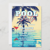 Summer Vibes Pool Party met palmbomen en cocktail Kaart (Voorkant)