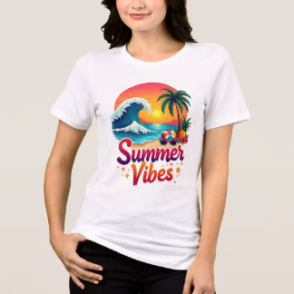 Summer Vibes Retro Beach Design – Tropische zonson Tri-Blend Shirt