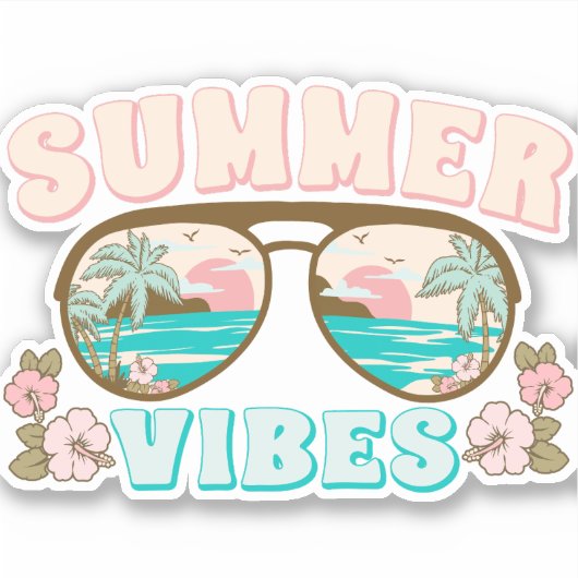Summer Vibes Retro Boho Sticker (Voorkant)