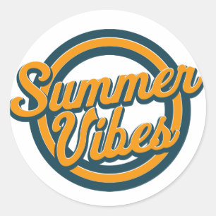 Summer vibes retro logo. ronde sticker