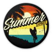 Summer Vibes Retro Silhouette Keramische Knop (Voorkant)