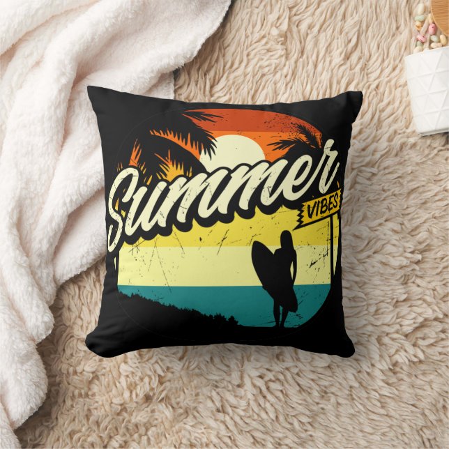 Summer Vibes Retro Silhouette Kussen (Deken)