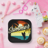 Summer Vibes Retro Silhouette Papieren Bordje (Feest)