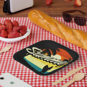 Summer Vibes Retro Silhouette Papieren Bordje