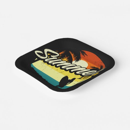 Summer Vibes Retro Silhouette Papieren Bordje (Gebogen)