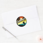 Summer Vibes Retro Silhouette Ronde Sticker (Envelop)