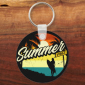 Summer Vibes Retro Silhouette Sleutelhanger (Voorkant)