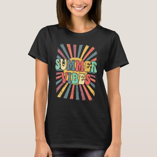Summer Vibes  Retro Sunshine Tropical Summe T-shirt (Voorkant)