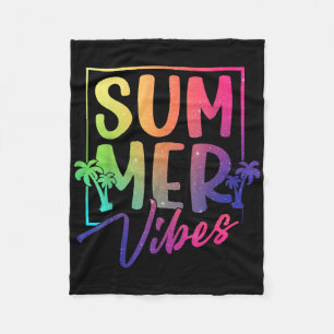 Summer Vibes Retro Tropische Zonsondergang Palmbom Fleece Deken