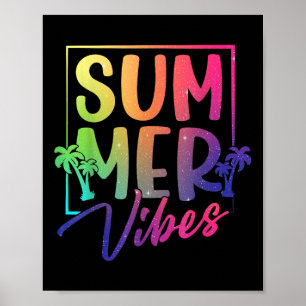 Summer Vibes Retro Tropische Zonsondergang Palmbom Poster