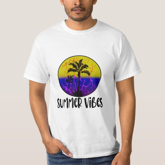 Summer Vibes - Retro  zonnekokospalm T-shirt (Voorkant)