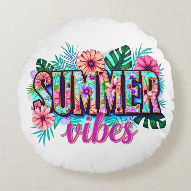 Summer Vibes Rond Kussen (Voorkant)