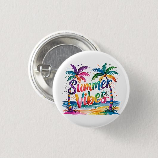 Summer Vibes Ronde Button 3,2 Cm (Voorkant /achterkant)
