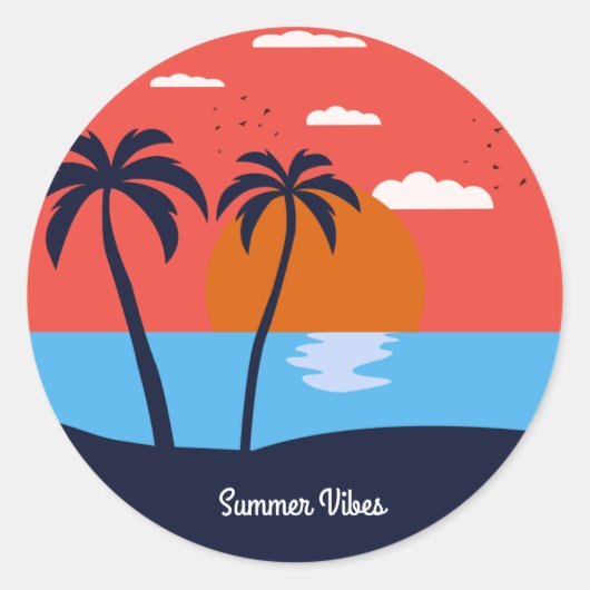 Summer Vibes Ronde Sticker (Voorkant)