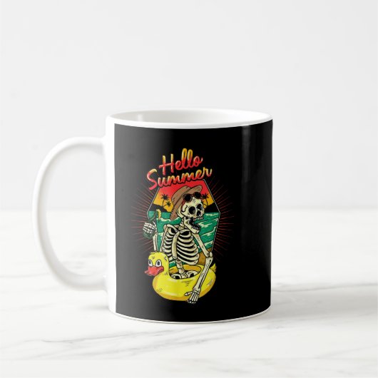 Summer Vibes Skeleton Funny Skeleton op strand Sun Koffiemok (Links)