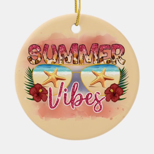 Summer Vibes | Starvissen | Kuststrand Keramisch Ornament (Voorkant)